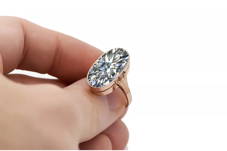 Pierścionek Cyrkonia Oryginalny wyrób Vintage 14k z różowego złota Klasyczny Vintage vrc113r